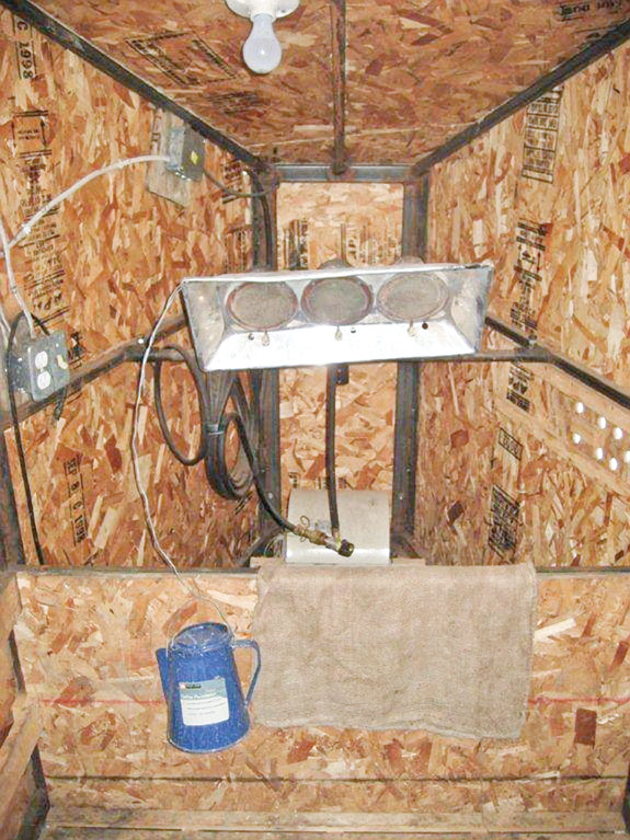 A gas heater for a calf box