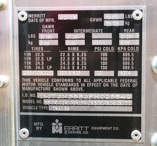 trailer information plate