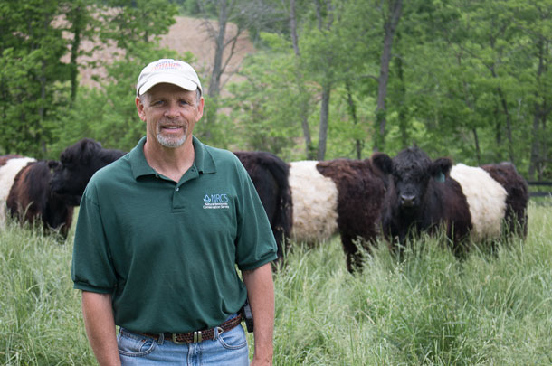 Jon Bednarski and Belted Galloway cattle
