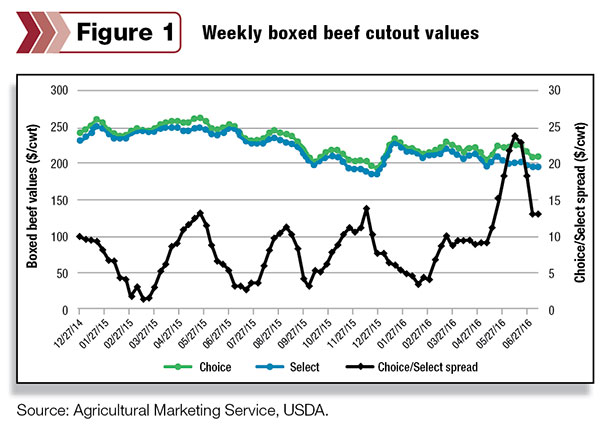 Weekly boxed beef cutout values