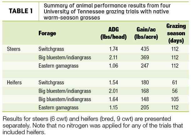 Summary of animal performance results 