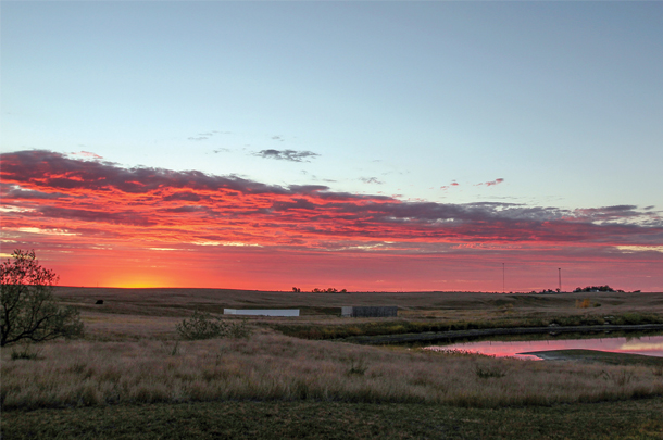 An autumn sunrise at Wink Ranch, Howes , South Dakota