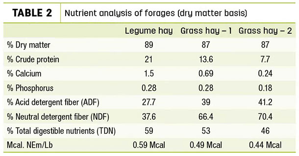 Nutrient analysis of forages (dry matter basis)