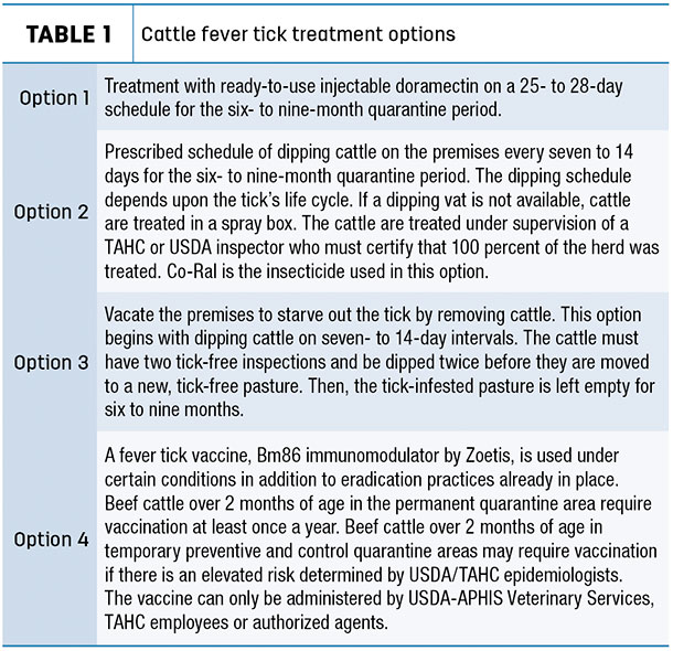 Cattle fever tick treatment options